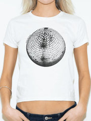 European and American Cross-Border Trend Slim Fit Girl Printed Round Neck Casual Top t T-shirt Slimming Sweet Style3D Short