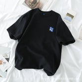 ADER Short Sleeve T Trendy Fashionable Summer Loose Casual Couple Style Shirt with Little Fox Embroidery for Men and Women