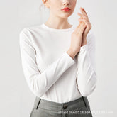 Autumn Heavy Imported Peruvian Cotton Crew Neck Long Sleeve t Women's T-shirt White Cotton Slim Fit Korean Style Inner Layer Base Shirt