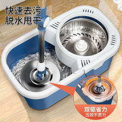 New Rotating Mop Bucket Set One Mop Clean Dry and Wet Dual-use Bucket Mopping Dehydrating Hands-free Thickened Mop