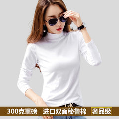 Autumn Heavy Imported Peruvian Cotton Half Turtleneck Long Sleeve t Women's T-shirt Parent-Child Mid-Neck Full Cotton Slim Fit Inner Layer Base Shirt