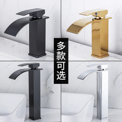 All-Copper Countertop Basin Undercounter Basin Waterfall Faucet Black Painted Hot and Cold Basin Faucet Wash Basin Manufacturer Wholesale