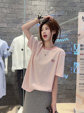 Real Shot Peruvian Cotton220Gram Short Sleeve t Summer Shirt2025New Trendy Embroidered Loose Round Neck Top Plus Size Women's Clothing