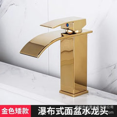 All-Copper Countertop Basin Undercounter Basin Waterfall Faucet Black Painted Hot and Cold Basin Faucet Wash Basin Manufacturer Wholesale