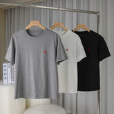 Japanese Style Niche Short Sleeve Embroidered Letters Peruvian Cotton T Shirt