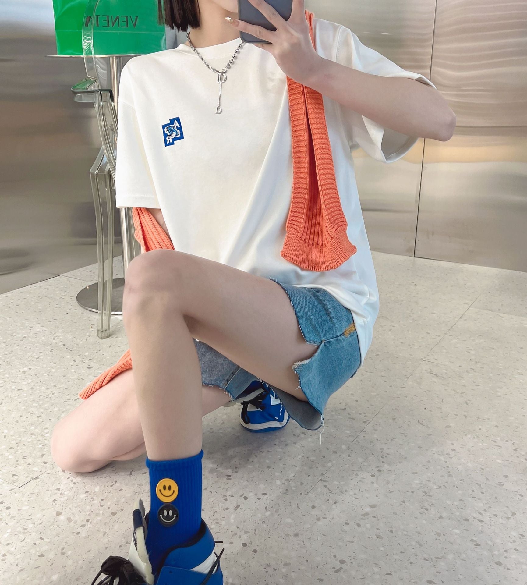 ADER Short Sleeve T Trendy Fashionable Summer Loose Casual Couple Style Shirt with Little Fox Embroidery for Men and Women