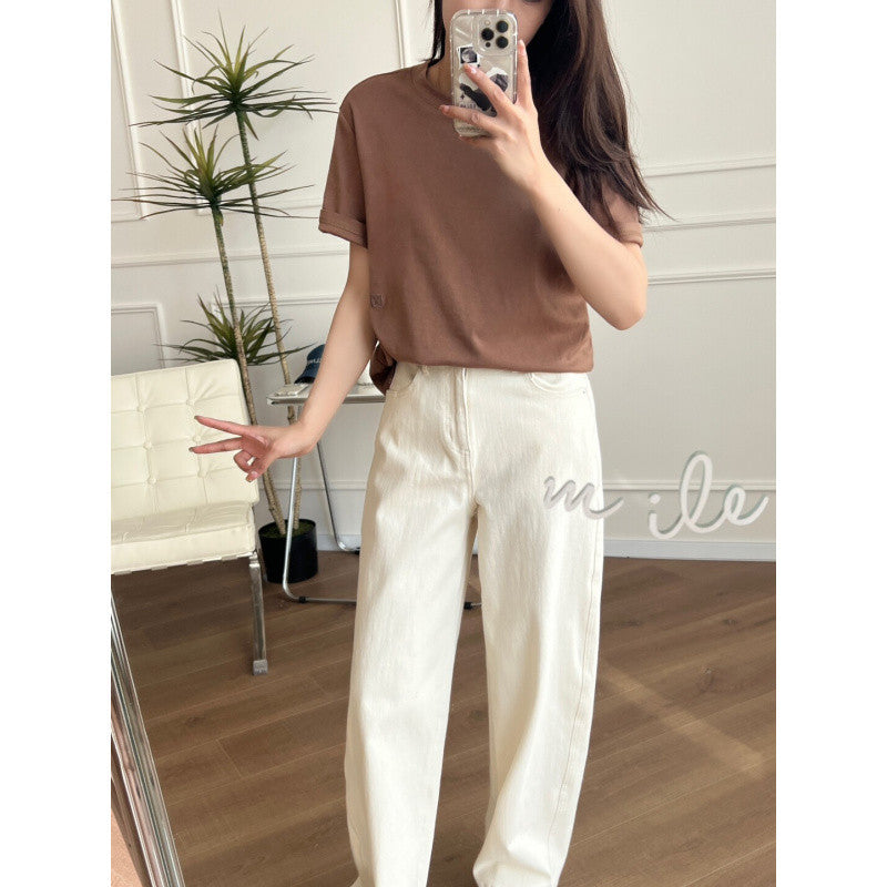 2025Xiaohongshu Hot-Selling Peruvian Cotton T Long T/short T Collection of High-End Base Layer Shirts with Silky Skin Feel, Long Sleeve and Short Sleeve