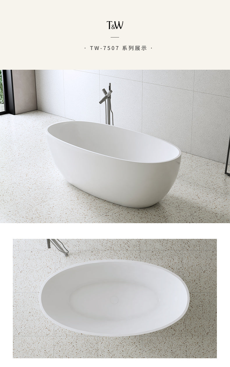 Acrylic Bathtub Integrated Household Freestanding Oval Shape for Homestays Hotels Projects Cross-Border Foreign Trade Factory Direct Sales