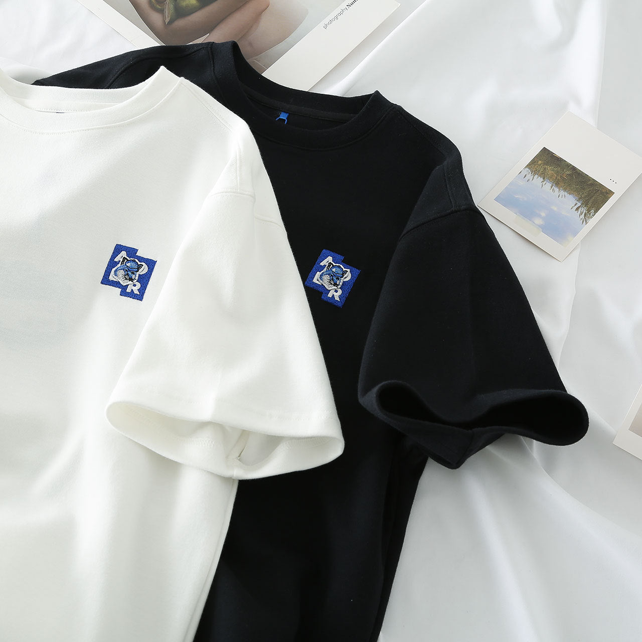 ADER Short Sleeve T Trendy Fashionable Summer Loose Casual Couple Style Shirt with Little Fox Embroidery for Men and Women