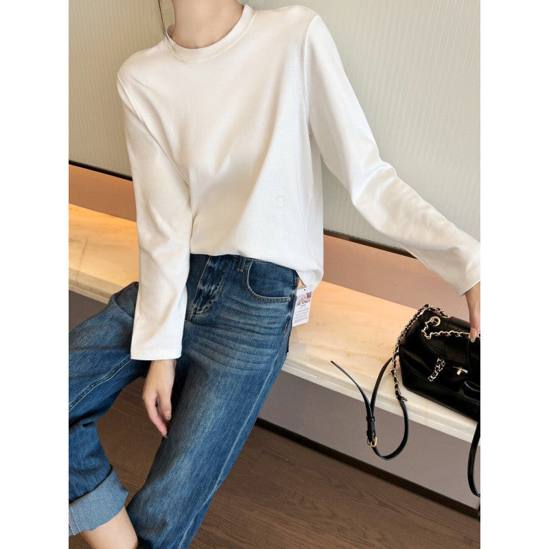 2025Xiaohongshu Hot-Selling Peruvian Cotton T Long T/short T Collection of High-End Base Layer Shirts with Silky Skin Feel, Long Sleeve and Short Sleeve