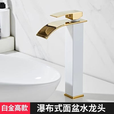 All-Copper Countertop Basin Undercounter Basin Waterfall Faucet Black Painted Hot and Cold Basin Faucet Wash Basin Manufacturer Wholesale