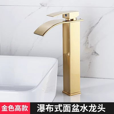 All-Copper Countertop Basin Undercounter Basin Waterfall Faucet Black Painted Hot and Cold Basin Faucet Wash Basin Manufacturer Wholesale