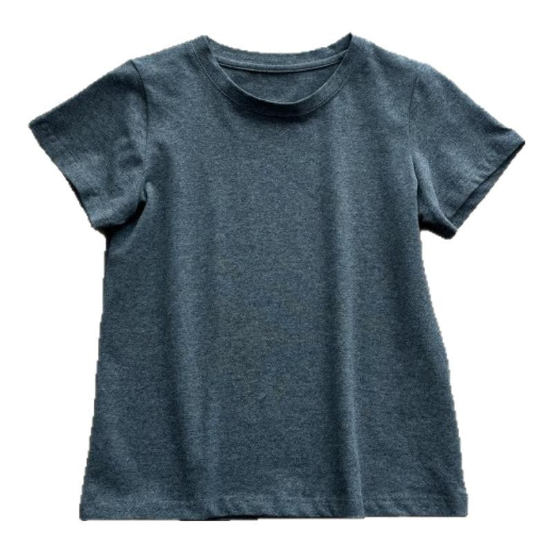 Slimming effect！Sparkling Full Sky Straight Shoulder Stretch Slim Fit Peruvian Cotton Round Neck Basic Short Sleeve T Women's T-shirt25Summer