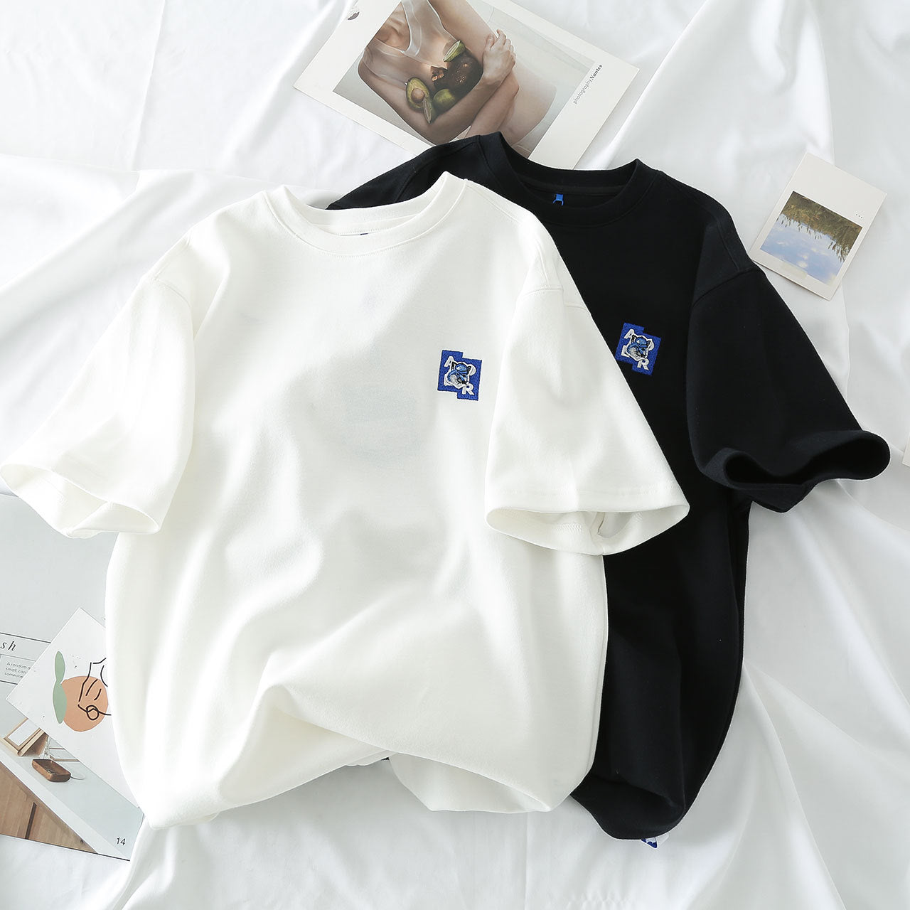 ADER Short Sleeve T Trendy Fashionable Summer Loose Casual Couple Style Shirt with Little Fox Embroidery for Men and Women