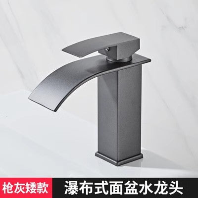 All-Copper Countertop Basin Undercounter Basin Waterfall Faucet Black Painted Hot and Cold Basin Faucet Wash Basin Manufacturer Wholesale