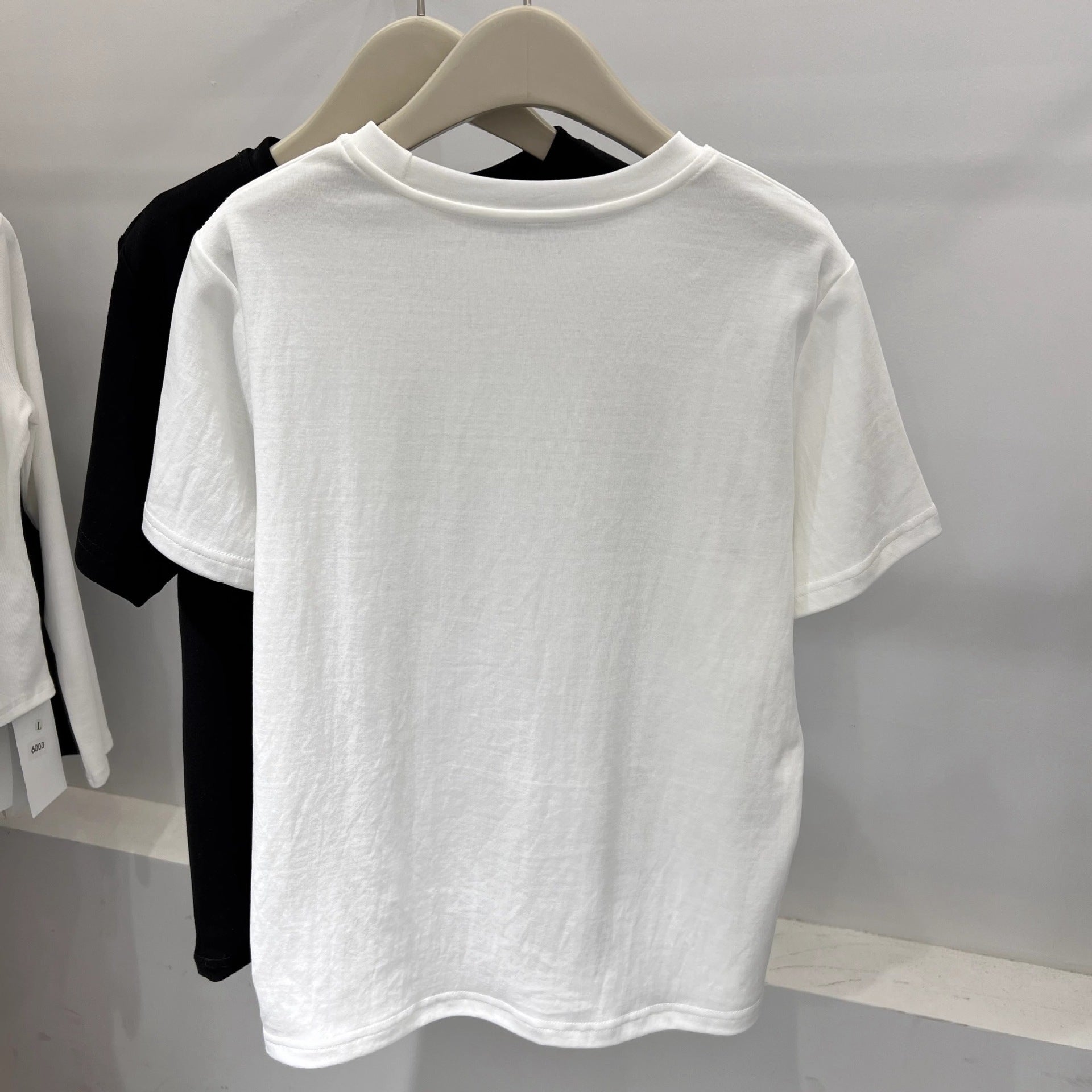 Official Image Peruvian Cotton Short Sleeve t Shirt2025Summer Button Short Solid Color Slim Fit Regular Shoulder Round Neck Korean Style Women's Top