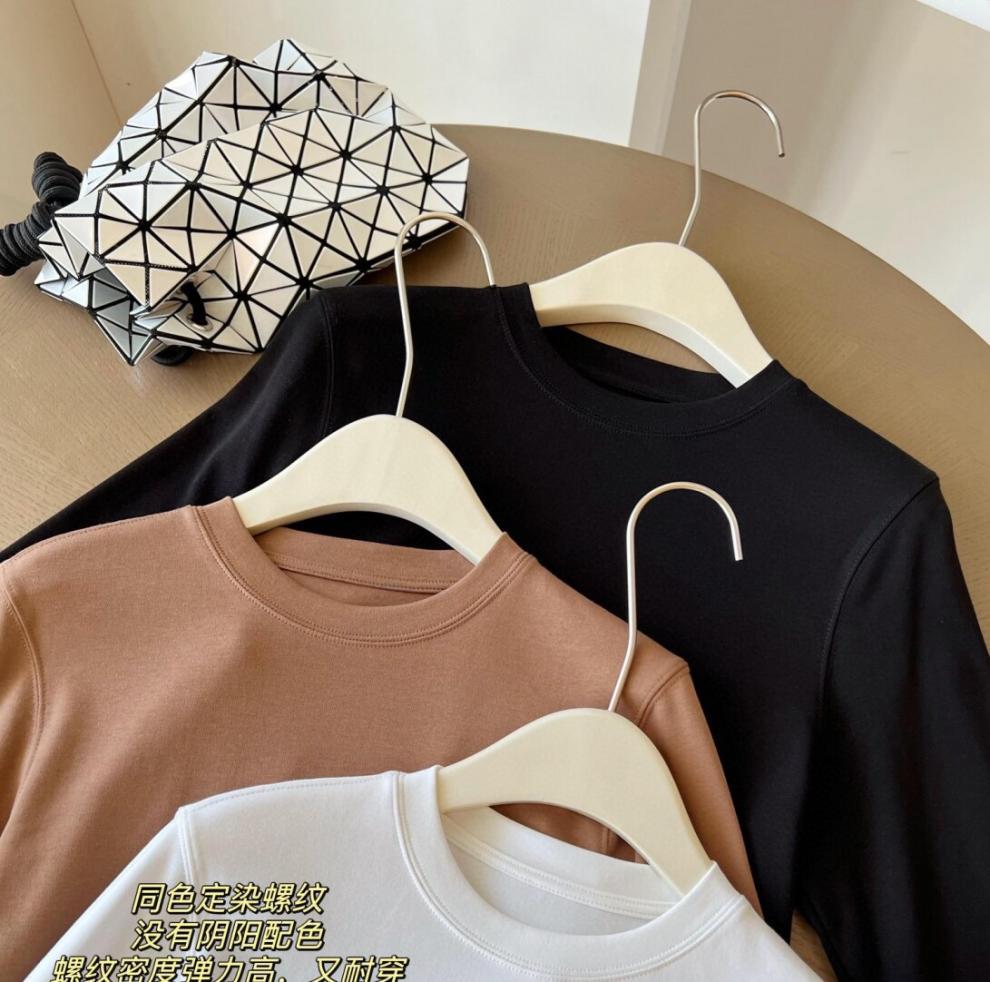 2025Xiaohongshu Hot-Selling Peruvian Cotton T Long T/short T Collection of High-End Base Layer Shirts with Silky Skin Feel, Long Sleeve and Short Sleeve