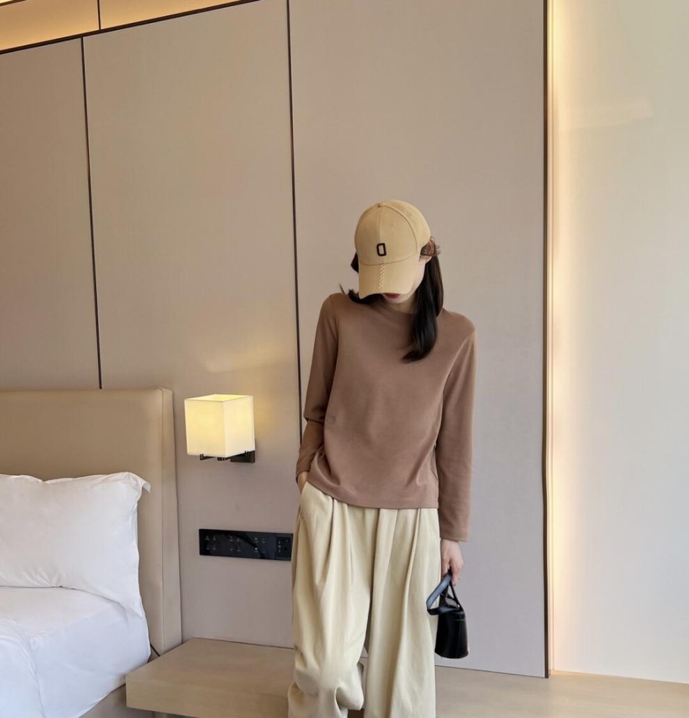 2025Xiaohongshu Hot-Selling Peruvian Cotton T Long T/short T Collection of High-End Base Layer Shirts with Silky Skin Feel, Long Sleeve and Short Sleeve