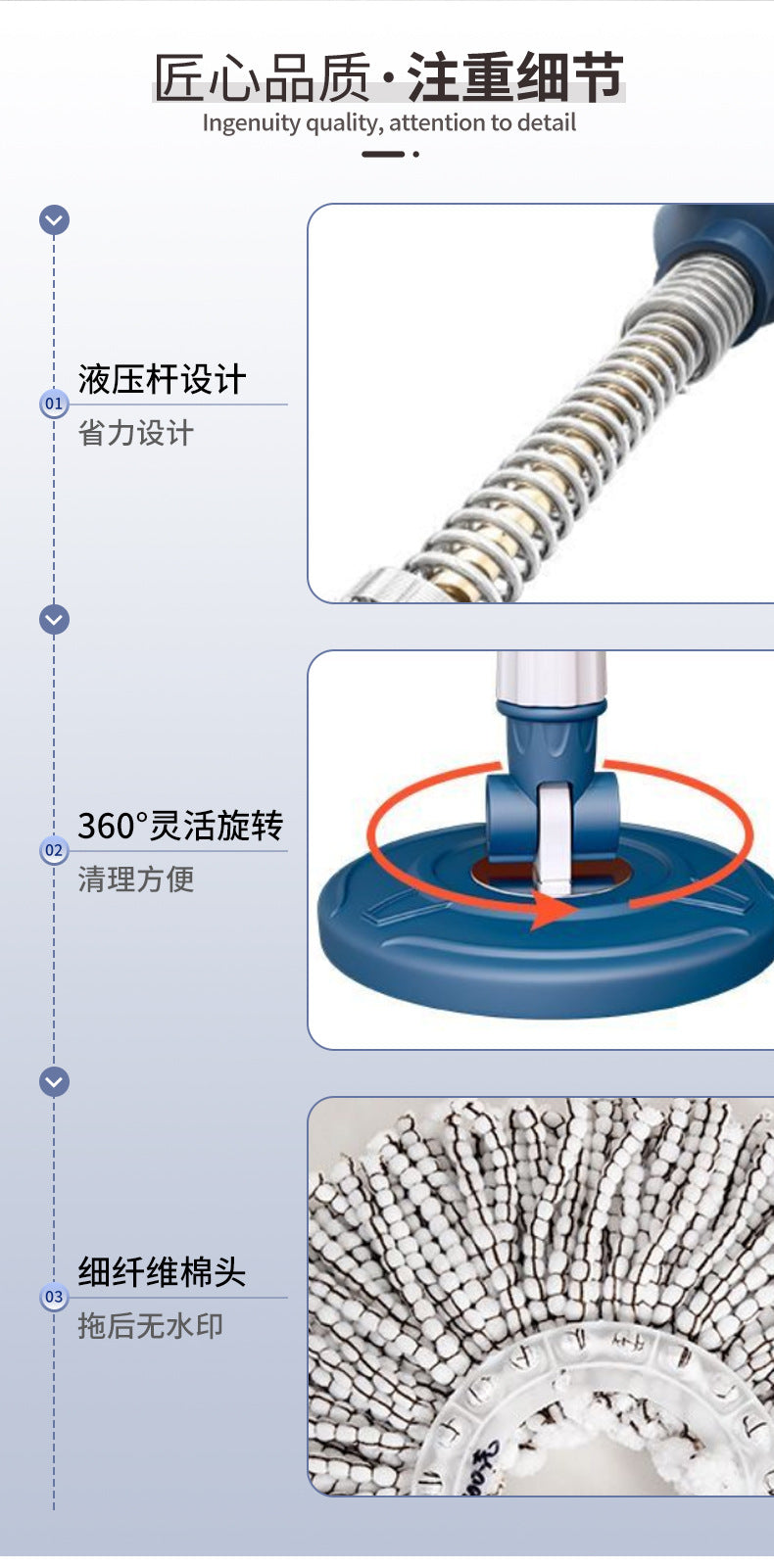 New Rotating Mop Bucket Set One Mop Clean Dry and Wet Dual-use Bucket Mopping Dehydrating Hands-free Thickened Mop