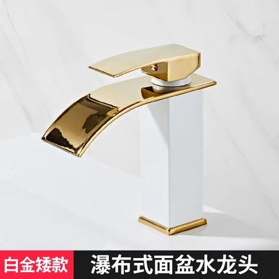All-Copper Countertop Basin Undercounter Basin Waterfall Faucet Black Painted Hot and Cold Basin Faucet Wash Basin Manufacturer Wholesale