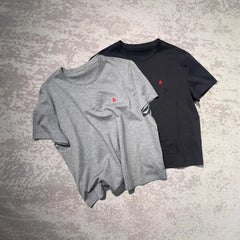 Japanese Style Niche Short Sleeve Embroidered Letters Peruvian Cotton T Shirt