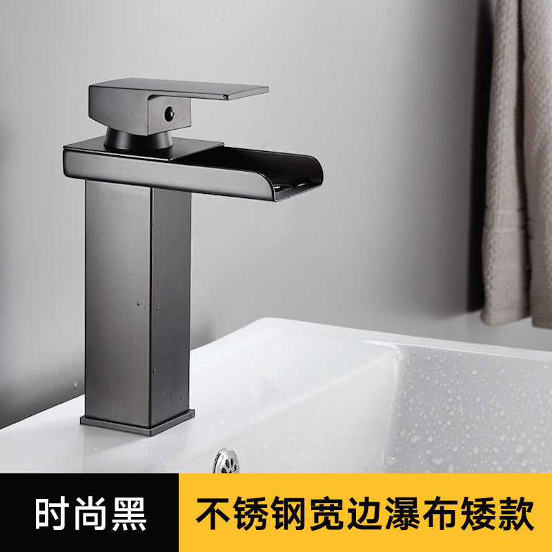 All-Copper Countertop Basin Undercounter Basin Waterfall Faucet Black Painted Hot and Cold Basin Faucet Wash Basin Manufacturer Wholesale