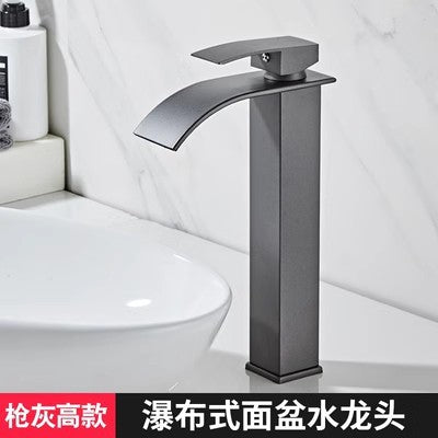 All-Copper Countertop Basin Undercounter Basin Waterfall Faucet Black Painted Hot and Cold Basin Faucet Wash Basin Manufacturer Wholesale