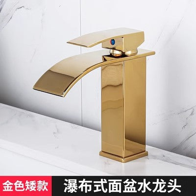 All-Copper Countertop Basin Undercounter Basin Waterfall Faucet Black Painted Hot and Cold Basin Faucet Wash Basin Manufacturer Wholesale