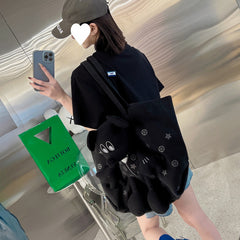 In Stock Short Sleeve Ouyang Nana Same Style T Shirt Summer Men and Women Couple Style Loose Casual Little Fox Embroidery