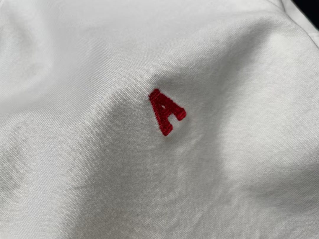 Japanese Style Niche Short Sleeve Embroidered Letters Peruvian Cotton T Shirt