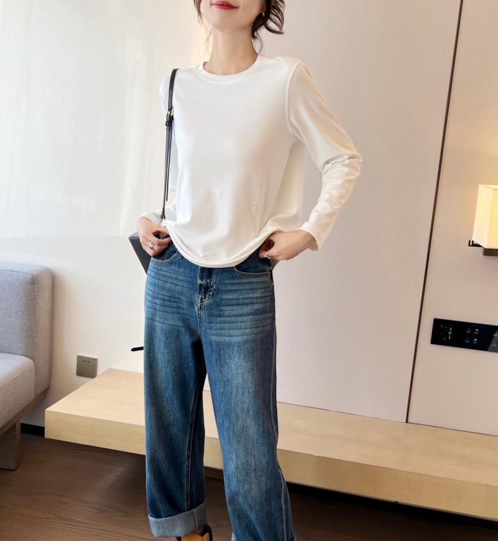 2025Xiaohongshu Hot-Selling Peruvian Cotton T Long T/short T Collection of High-End Base Layer Shirts with Silky Skin Feel, Long Sleeve and Short Sleeve
