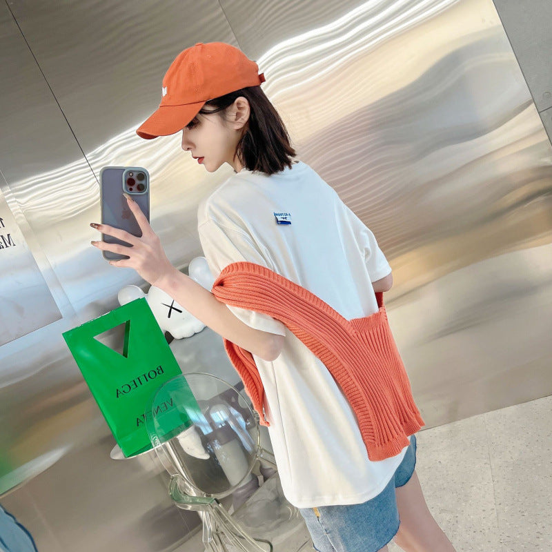 ADER Short Sleeve T Trendy Fashionable Summer Loose Casual Couple Style Shirt with Little Fox Embroidery for Men and Women