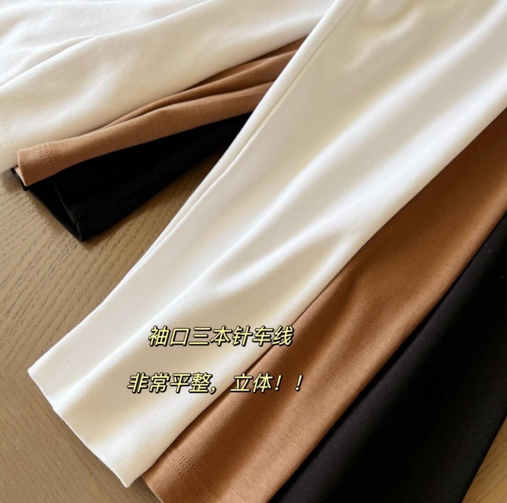 2025Xiaohongshu Hot-Selling Peruvian Cotton T Long T/short T Collection of High-End Base Layer Shirts with Silky Skin Feel, Long Sleeve and Short Sleeve