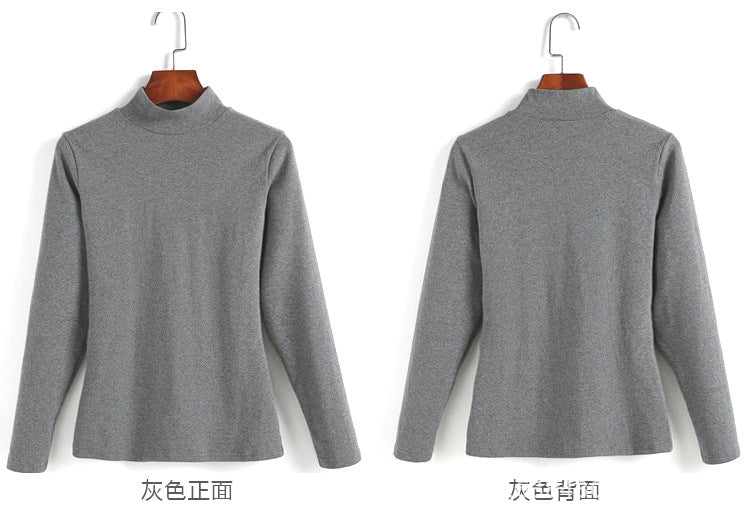 Autumn Heavy Imported Peruvian Cotton Half Turtleneck Long Sleeve t Women's T-shirt Parent-Child Mid-Neck Full Cotton Slim Fit Inner Layer Base Shirt
