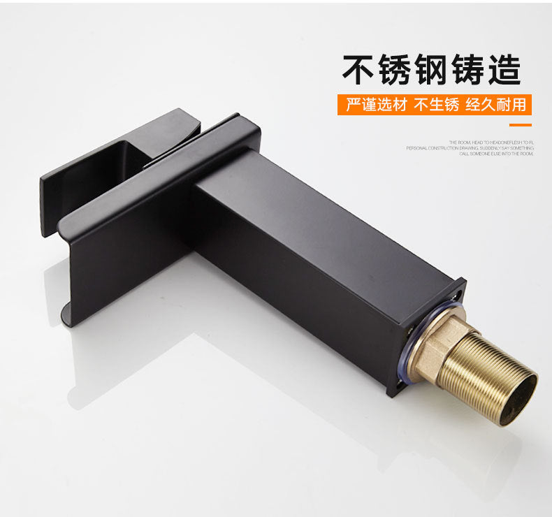 All-Copper Countertop Basin Undercounter Basin Waterfall Faucet Black Painted Hot and Cold Basin Faucet Wash Basin Manufacturer Wholesale