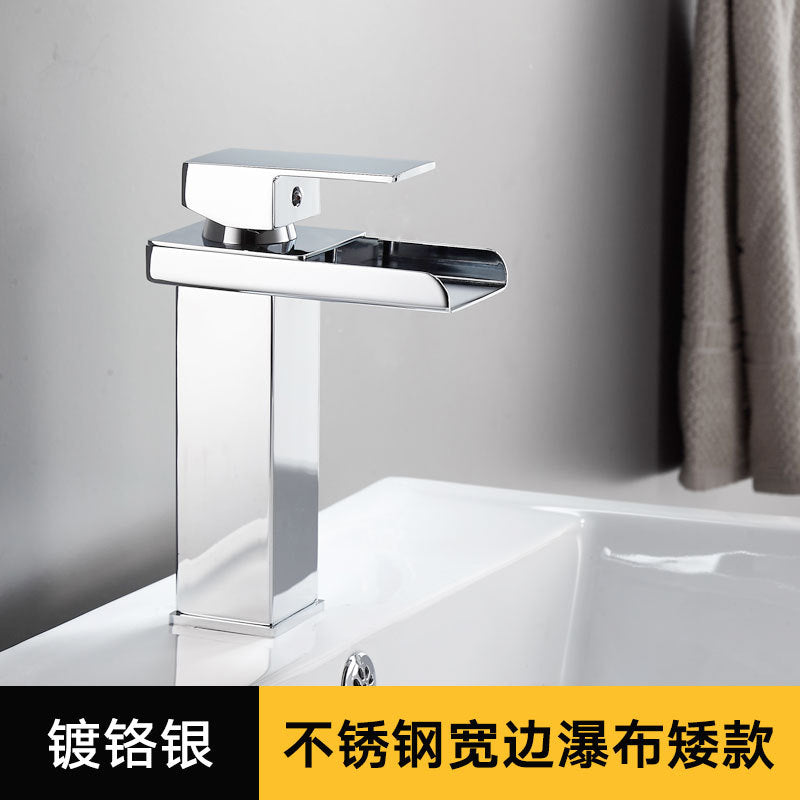 All-Copper Countertop Basin Undercounter Basin Waterfall Faucet Black Painted Hot and Cold Basin Faucet Wash Basin Manufacturer Wholesale