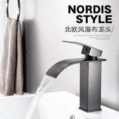 All-Copper Countertop Basin Undercounter Basin Waterfall Faucet Black Painted Hot and Cold Basin Faucet Wash Basin Manufacturer Wholesale